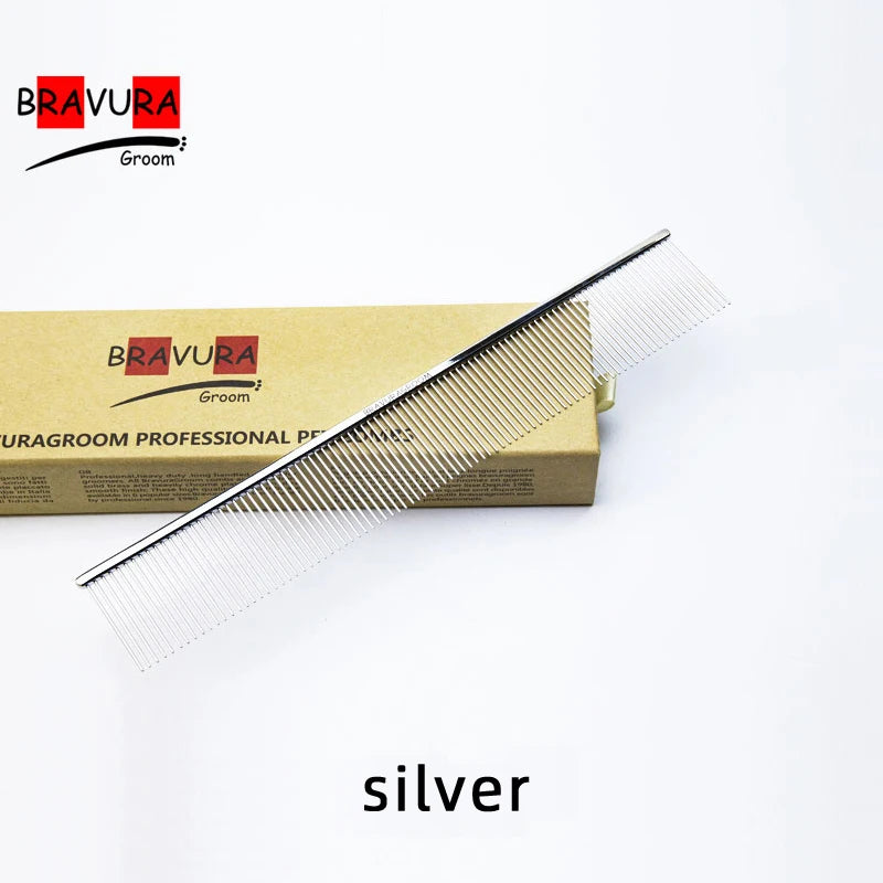 BAVURA Stainless Steel Pet Dematting Comb Grooming Tool for Dogs And Cats Removes Loose Undercoat Mats And Tangles