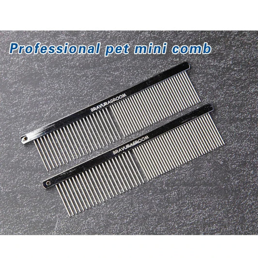 BAVURA Stainless Steel Pet Dematting Comb Mini Facial Grooming Tool for Dogs And Cats Gentle Undercoat Removal