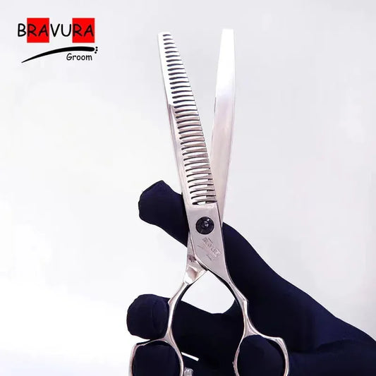 Curved Fish Bone Scissors for Pets A3T3-72 Pet Grooming Clippers with Soft Touch Handle Stainless Steel Pet Care Tools
