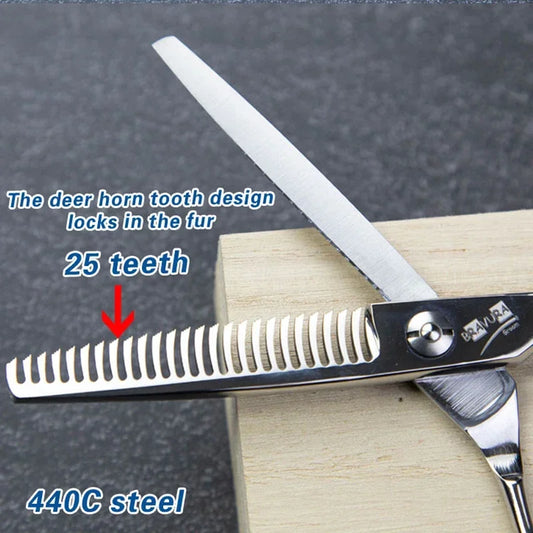 BAVURA 7-Inch Professional Dog Grooming Scissors High-End Hair Thinning & Finishing Tool for Dogs And Cats