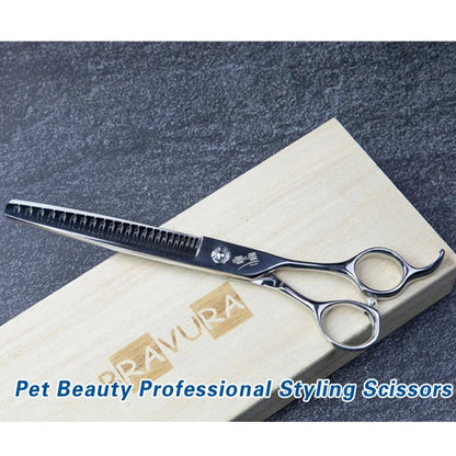 Professional 7-Inch Pet Grooming Scissors with 23 Teeth Beauty Diluent Clippers for Dog Hair Cutting