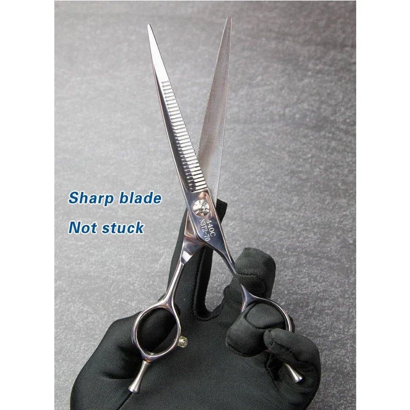 Durable Curved Fish Bone Scissors for Pets - Ergonomic Handle Pet Grooming Clippers