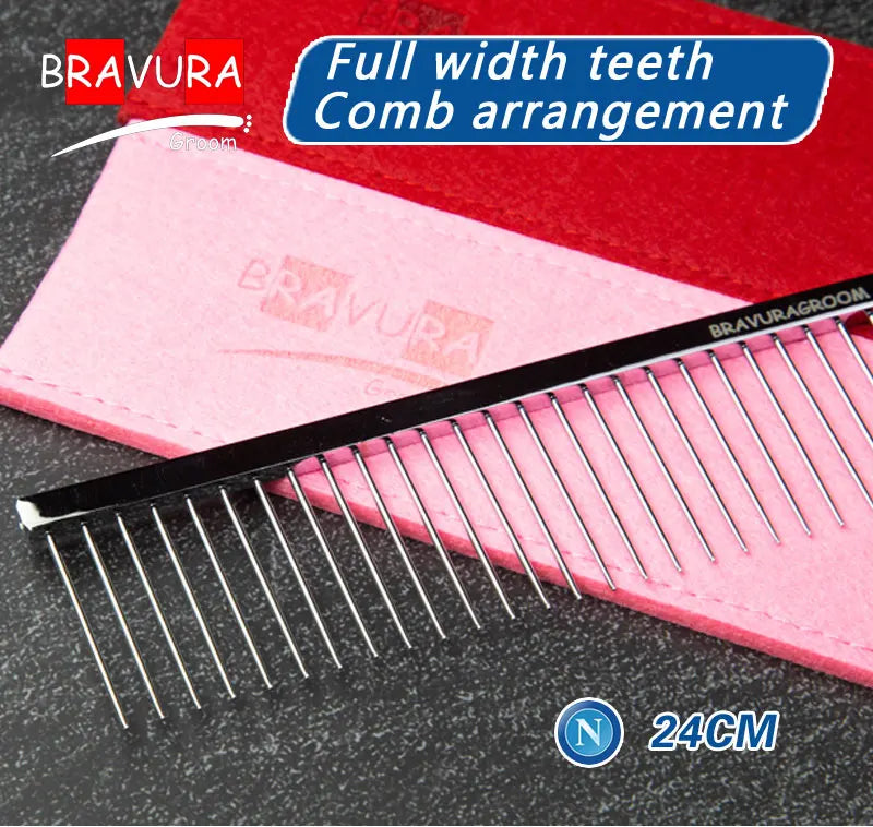 BAVURA Stainless Steel Pet Dematting Comb Grooming Tool for Dogs And Cats Removes Loose Undercoat Mats And Tangles