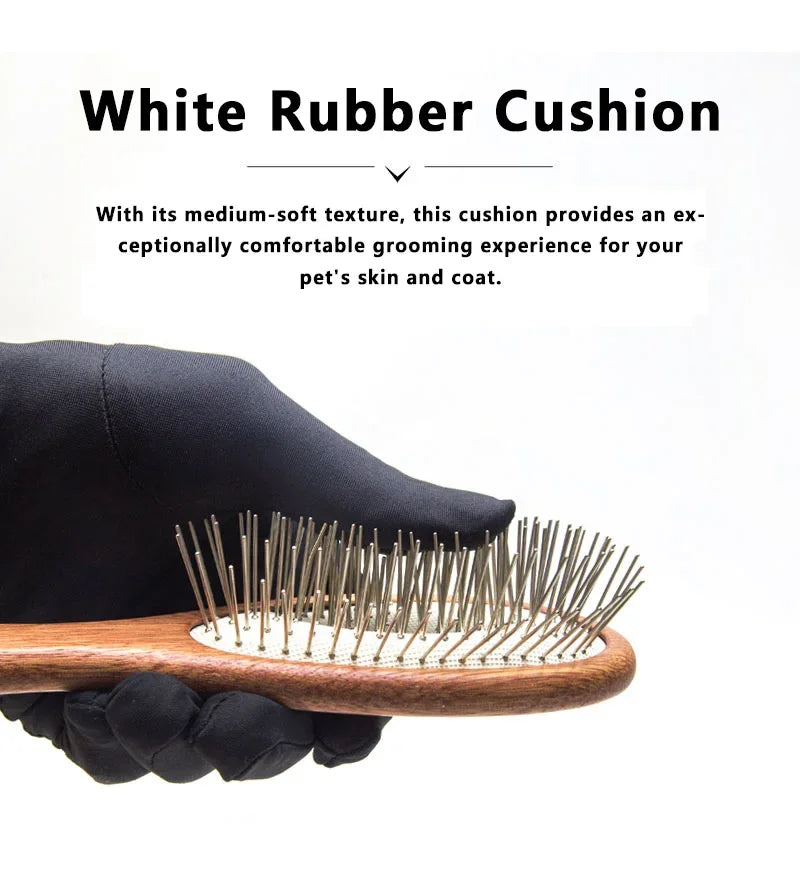 Pet Grooming Long-Pin Slicker Brush, Cushion Comb Detangling Tool for Cats and Dogs, Efficient Deshedding for Shiny Coat