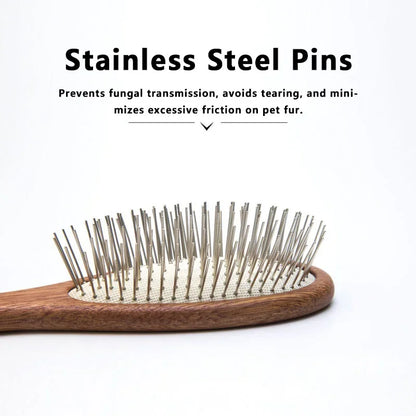 Pet Grooming Long-Pin Slicker Brush, Cushion Comb Detangling Tool for Cats and Dogs, Efficient Deshedding for Shiny Coat