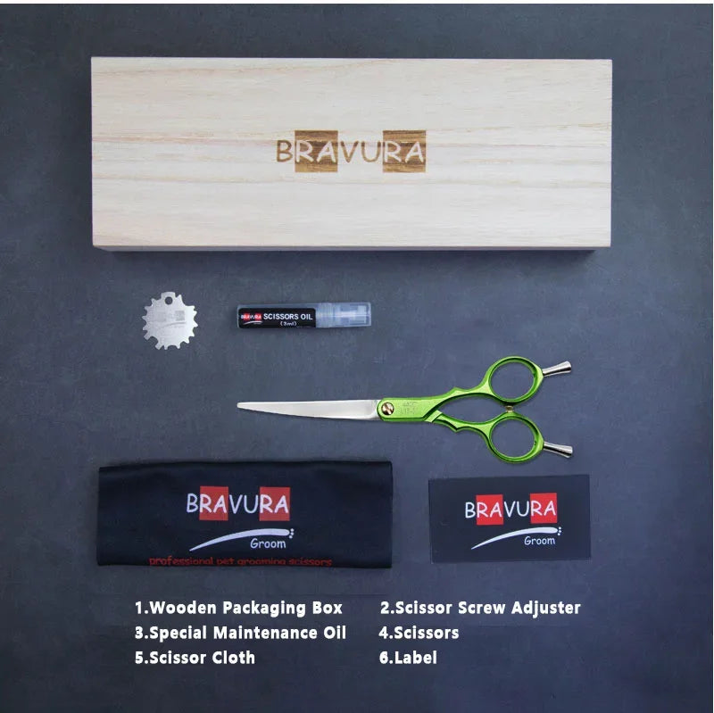 Bravura 440C 6.5-inch Colorful Pet Grooming Curved Scissors - Ultra-Light for Dog Face Trimming