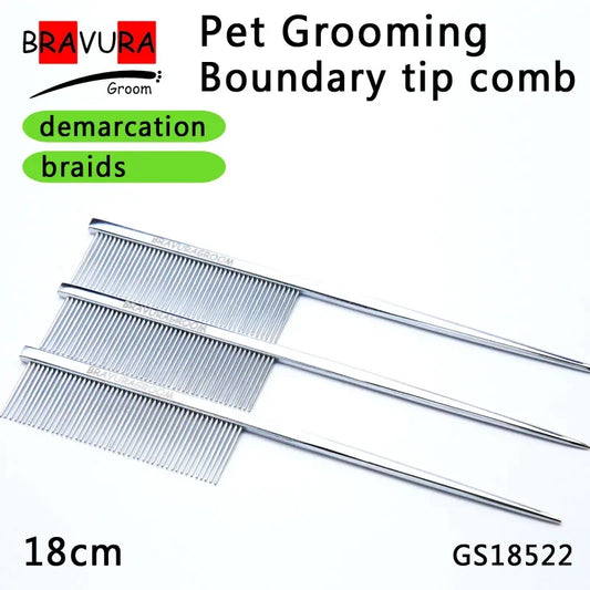 BAVURA Pet Grooming Comb Stainless Aluminum Alloy Steel Pointed Tail Di for Dogs And Cats Gentle Undercoat Removal