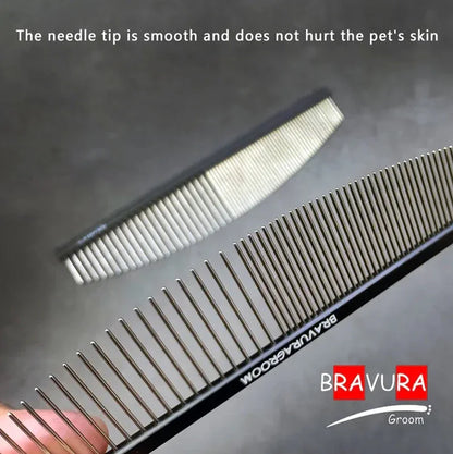 BAVURA Pet Dematting Comb Stainless Aluminum Alloy Steel Grooming Comb for Dogs And Cats Gentle Undercoat Removal