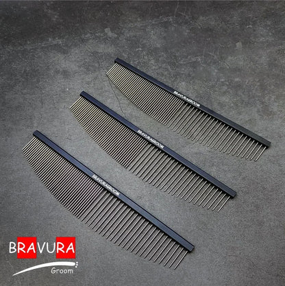 BAVURA Pet Dematting Comb Stainless Aluminum Alloy Steel Grooming Comb for Dogs And Cats Gentle Undercoat Removal