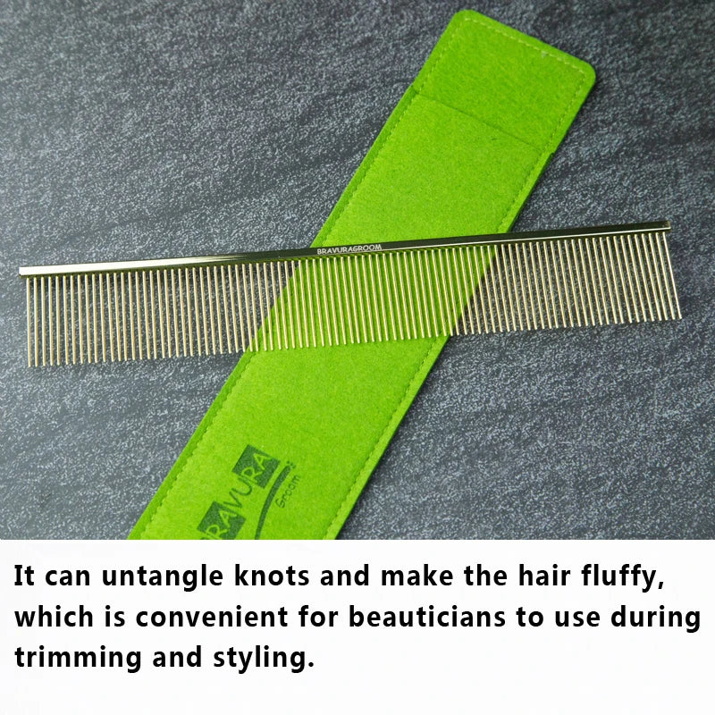 BAVURA Stainless Steel Pet Dematting Comb Grooming Tool for Dogs And Cats Removes Loose Undercoat Mats And Tangles