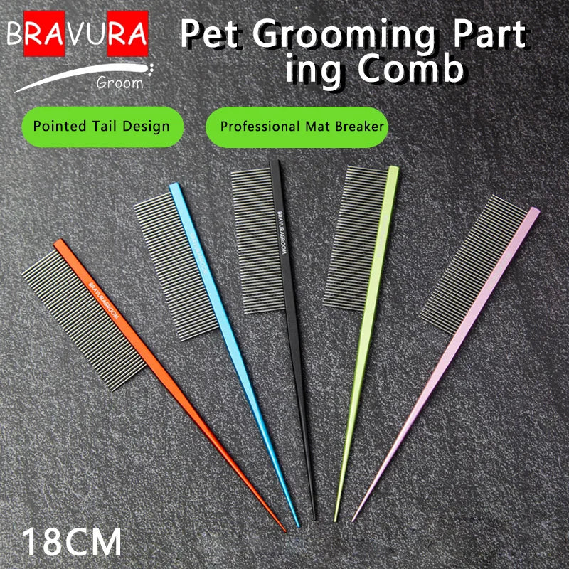 Pet Tail- pointed Rake Comb, made of high-quality stainless steel to ensure durability. This product is suitable for both dogs a
