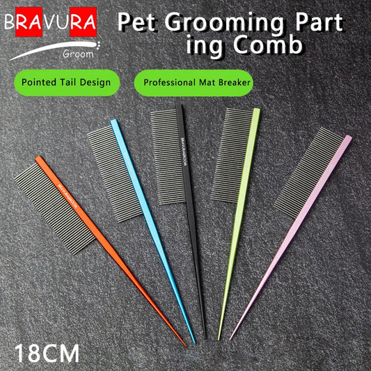 Pet Tail- pointed Rake Comb, made of high-quality stainless steel to ensure durability. This product is suitable for both dogs a