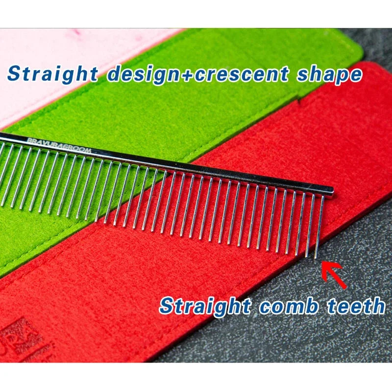 BAVURA Pet Dematting Comb Stainless Aluminum Alloy Steel Grooming Comb for Dogs And Cats Gentle Undercoat Removal