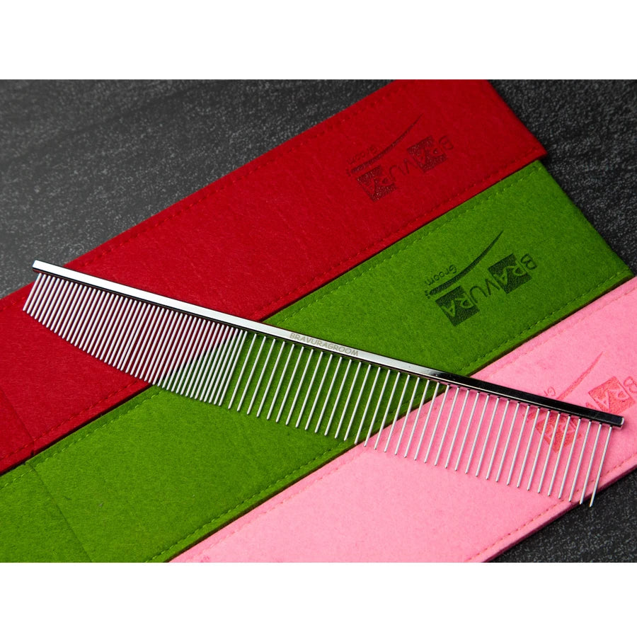 BAVURA Pet Dematting Comb Stainless Aluminum Alloy Steel Grooming Comb for Dogs And Cats Gentle Undercoat Removal