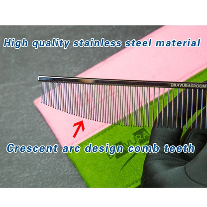 BAVURA Pet Dematting Comb Stainless Aluminum Alloy Steel Grooming Comb for Dogs And Cats Gentle Undercoat Removal