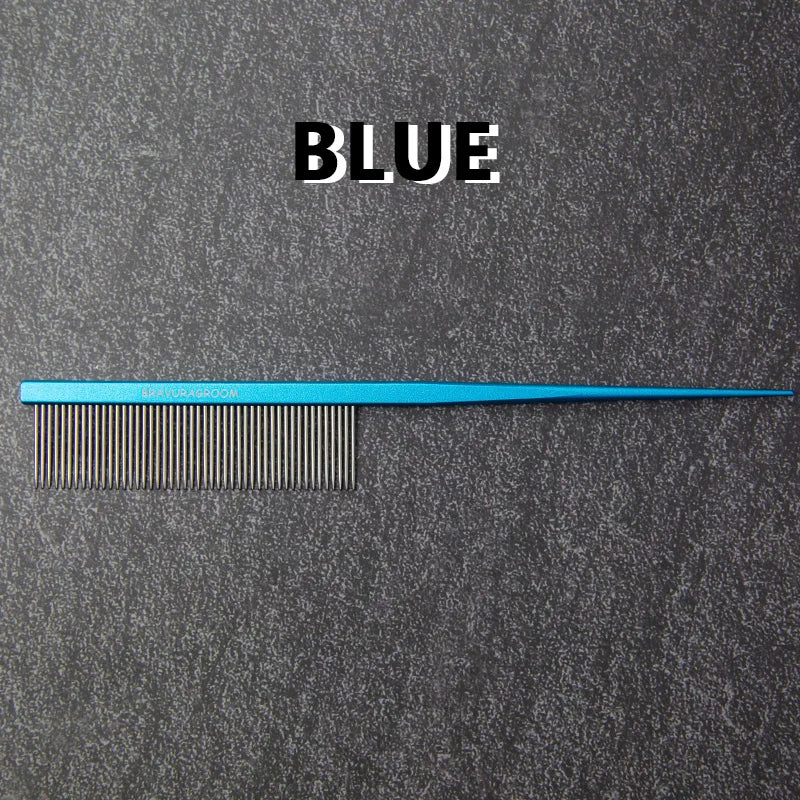 Pet Tail- pointed Rake Comb, made of high-quality stainless steel to ensure durability. This product is suitable for both dogs a