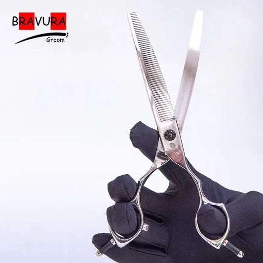 A3T1-70 Pet Curved Tooth Scissors Hair Trimming Grooming Clippers for Dogs And Cats Professional Pet Grooming Tool