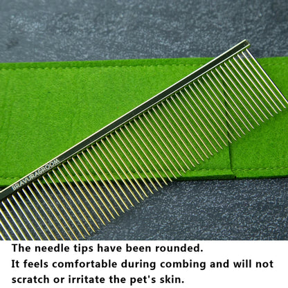 BAVURA Stainless Steel Pet Dematting Comb Grooming Tool for Dogs And Cats Removes Loose Undercoat Mats And Tangles