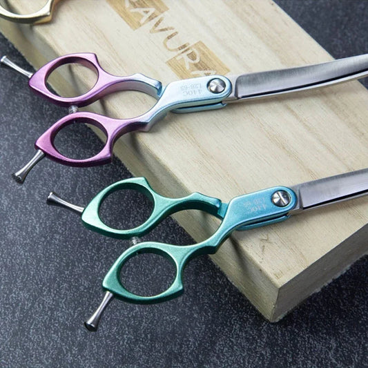 Bravura 440C 6.5-inch Colorful Pet Grooming Curved Scissors - Ultra-Light for Dog Face Trimming