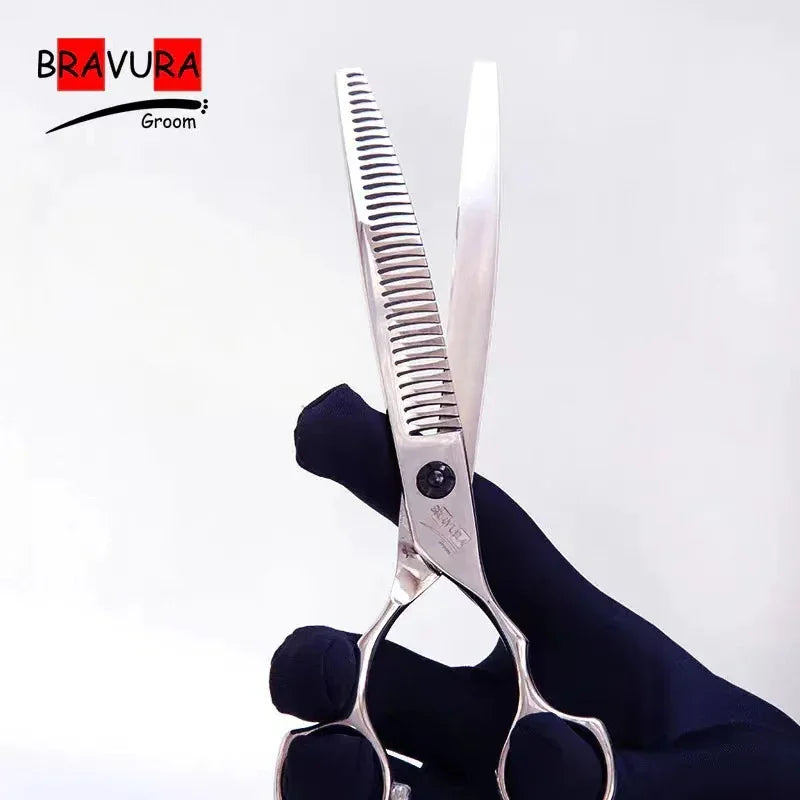Curved Fish Bone Scissors for Pets A3T3-72 Pet Grooming Clippers with Soft Touch Handle Stainless Steel Pet Care Tools