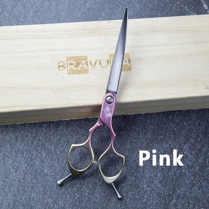 Bravura 440C 6.5-inch Colorful Pet Grooming Curved Scissors - Ultra-Light for Dog Face Trimming