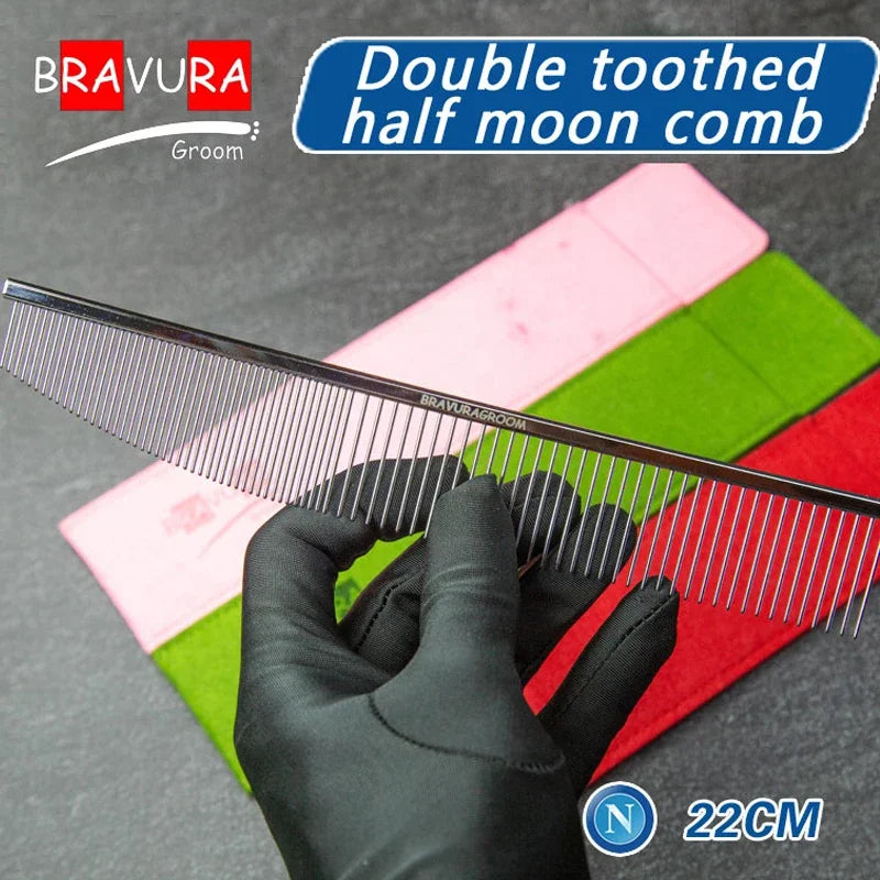 BAVURA Pet Dematting Comb Stainless Aluminum Alloy Steel Grooming Comb for Dogs And Cats Gentle Undercoat Removal