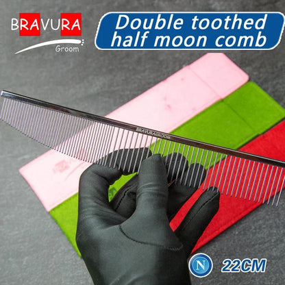 BAVURA Pet Dematting Comb Stainless Aluminum Alloy Steel Grooming Comb for Dogs And Cats Gentle Undercoat Removal