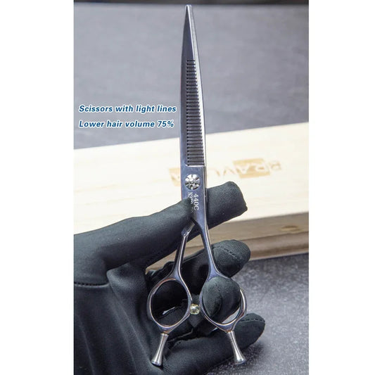 Durable Curved Fish Bone Scissors for Pets - Ergonomic Handle Pet Grooming Clippers