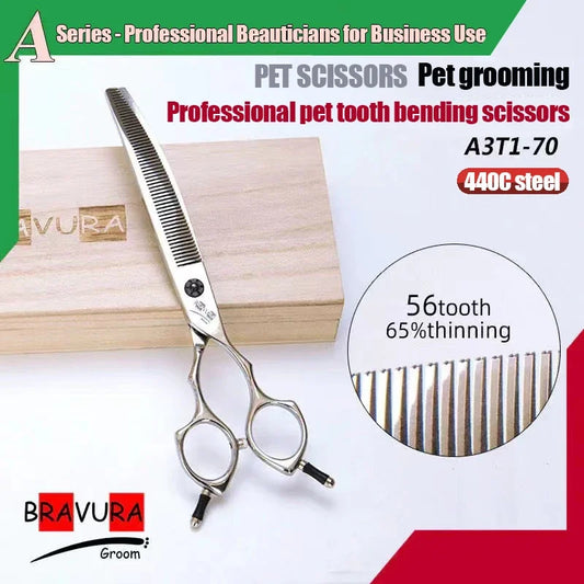 A3T1-70 Pet Curved Tooth Scissors Hair Trimming Grooming Clippers for Dogs And Cats Professional Pet Grooming Tool