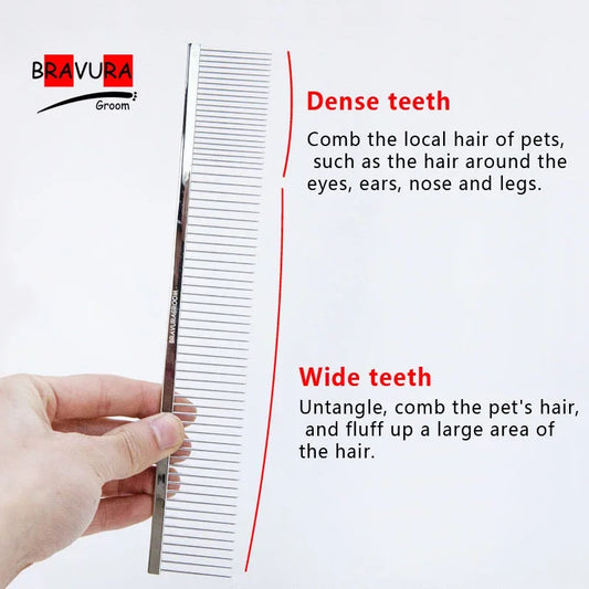 BAVURA Pet Dematting Comb, made of high-quality stainless steel for durability. Suitable for both dogs and cats. It's perfect fo